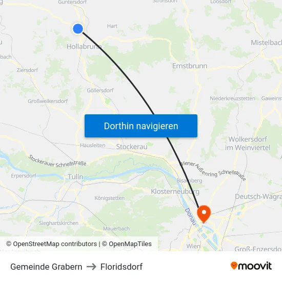 Gemeinde Grabern to Floridsdorf map