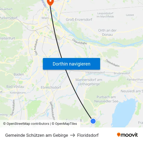 Gemeinde Schützen am Gebirge to Floridsdorf map