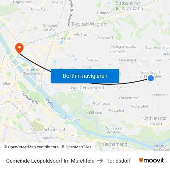 Gemeinde Leopoldsdorf Im Marchfeld to Floridsdorf map