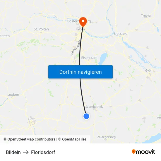 Bildein to Floridsdorf map