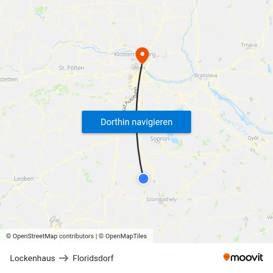 Lockenhaus to Floridsdorf map