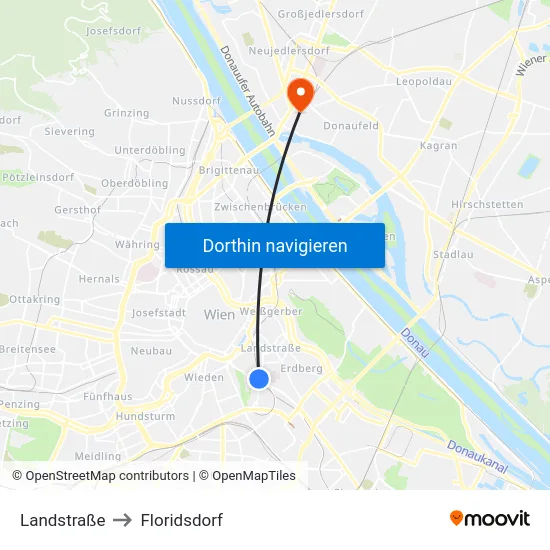 Landstraße to Floridsdorf map