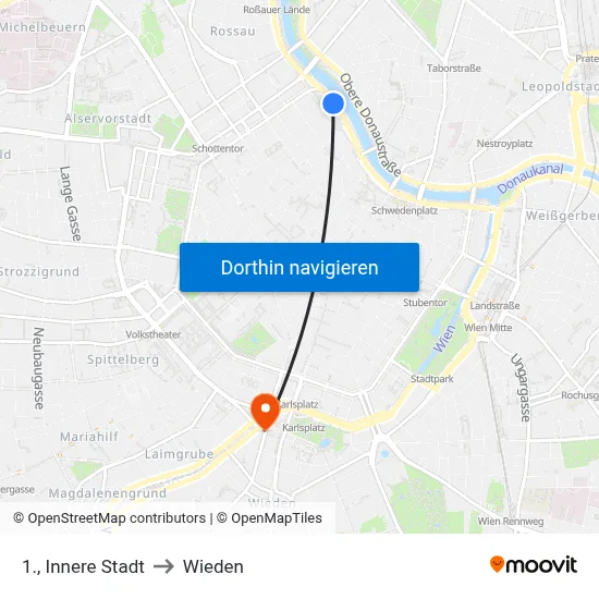 1., Innere Stadt to Wieden map