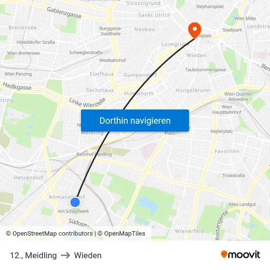 12., Meidling to Wieden map