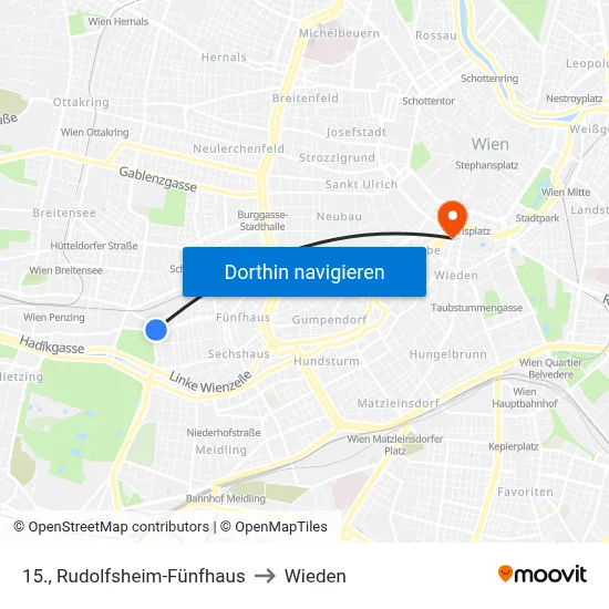 15., Rudolfsheim-Fünfhaus to Wieden map
