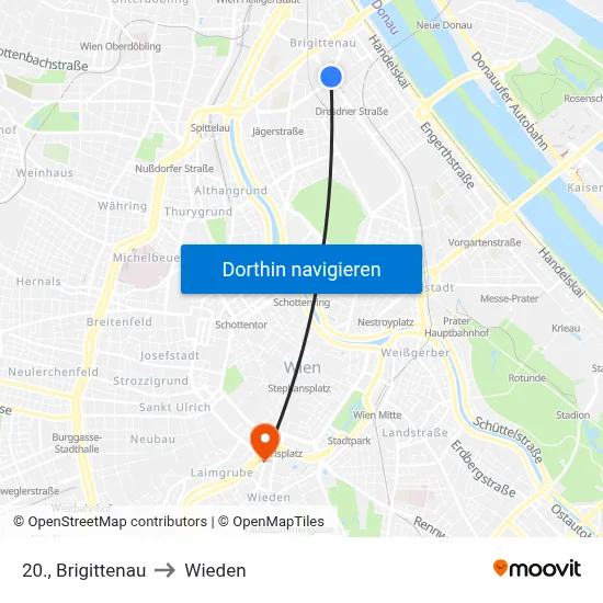 20., Brigittenau to Wieden map