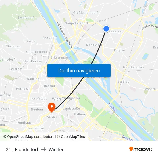 21., Floridsdorf to Wieden map