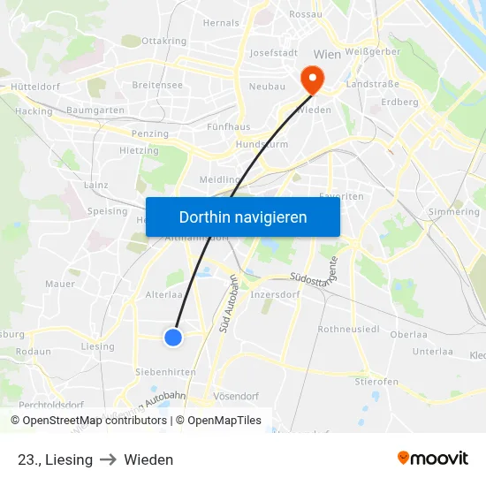 23., Liesing to Wieden map