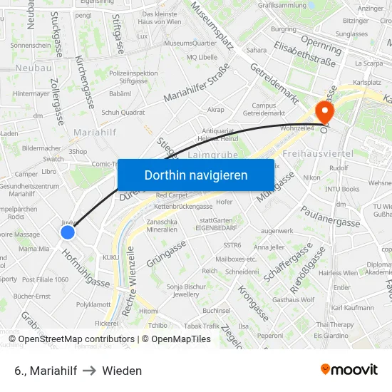 6., Mariahilf to Wieden map