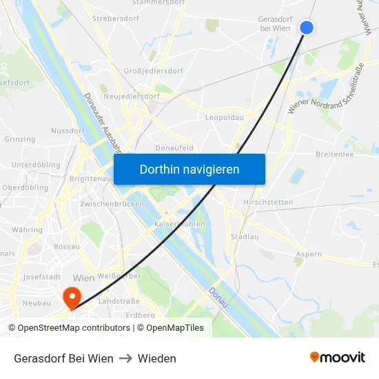 Gerasdorf Bei Wien to Wieden map