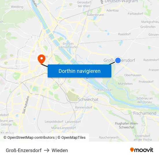 Groß-Enzersdorf to Wieden map