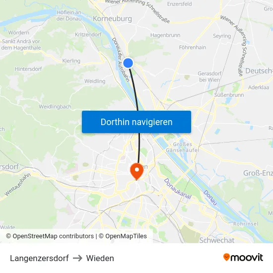 Langenzersdorf to Wieden map