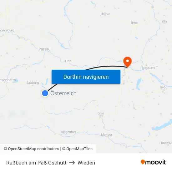 Rußbach am Paß Gschütt to Wieden map