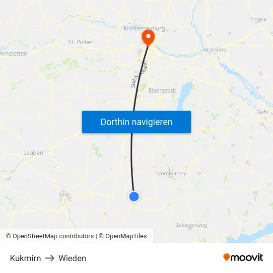 Kukmirn to Wieden map