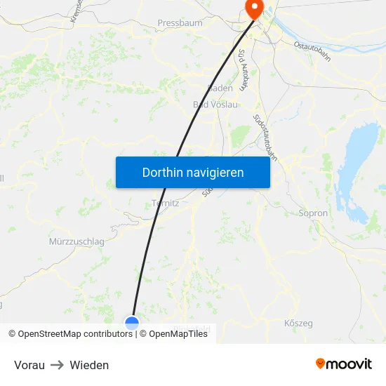 Vorau to Wieden map
