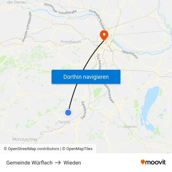 Gemeinde Würflach to Wieden map