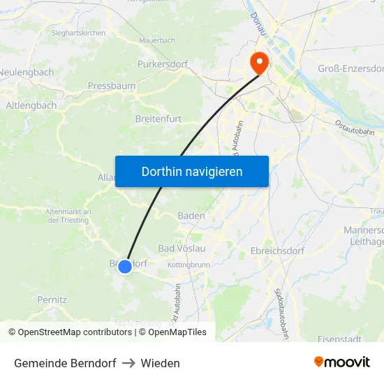 Gemeinde Berndorf to Wieden map