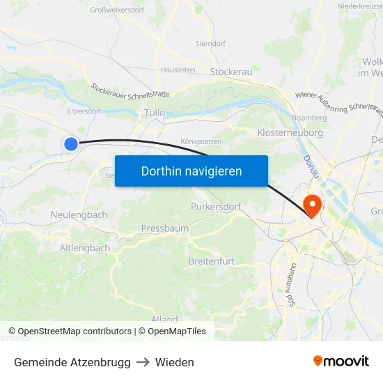 Gemeinde Atzenbrugg to Wieden map