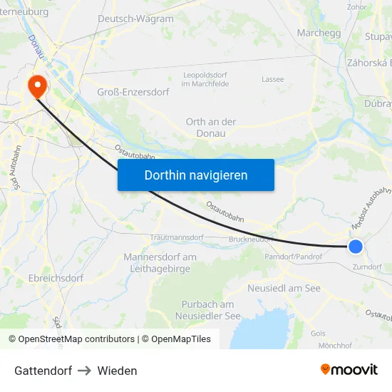 Gattendorf to Wieden map