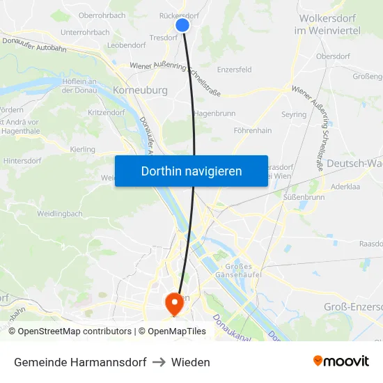 Gemeinde Harmannsdorf to Wieden map