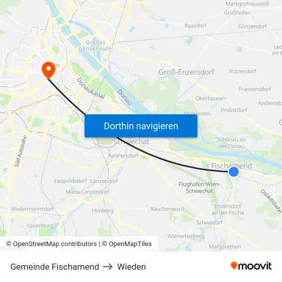 Gemeinde Fischamend to Wieden map