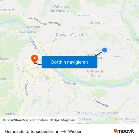 Gemeinde Untersiebenbrunn to Wieden map