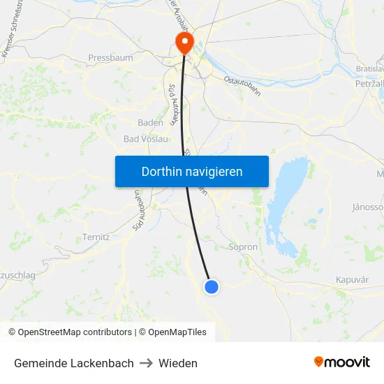 Gemeinde Lackenbach to Wieden map