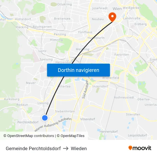 Gemeinde Perchtoldsdorf to Wieden map