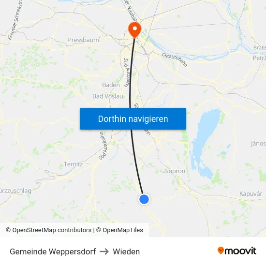 Gemeinde Weppersdorf to Wieden map