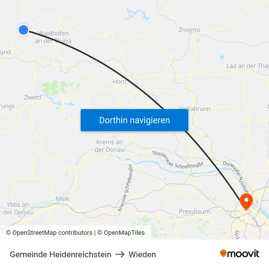 Gemeinde Heidenreichstein to Wieden map