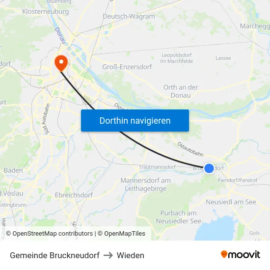 Gemeinde Bruckneudorf to Wieden map