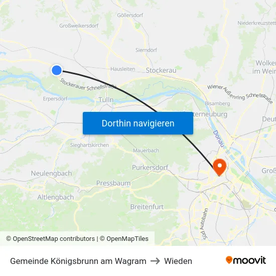 Gemeinde Königsbrunn am Wagram to Wieden map