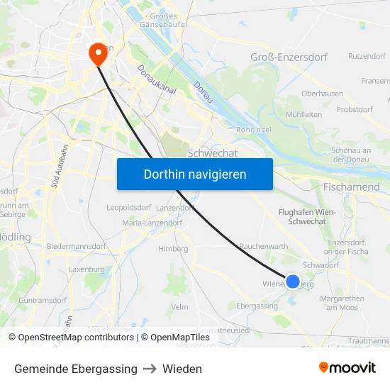 Gemeinde Ebergassing to Wieden map