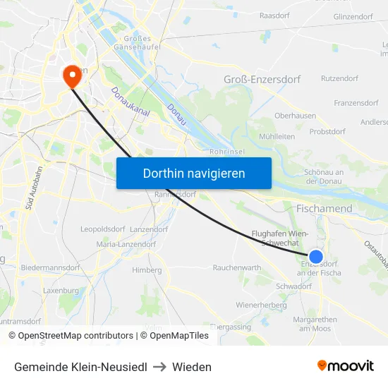 Gemeinde Klein-Neusiedl to Wieden map