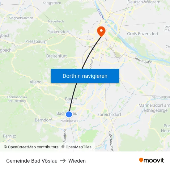 Gemeinde Bad Vöslau to Wieden map