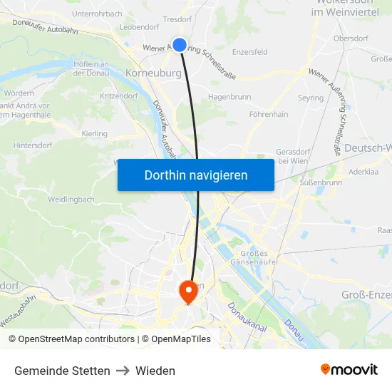 Gemeinde Stetten to Wieden map