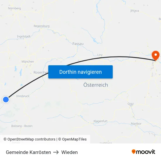 Gemeinde Karrösten to Wieden map