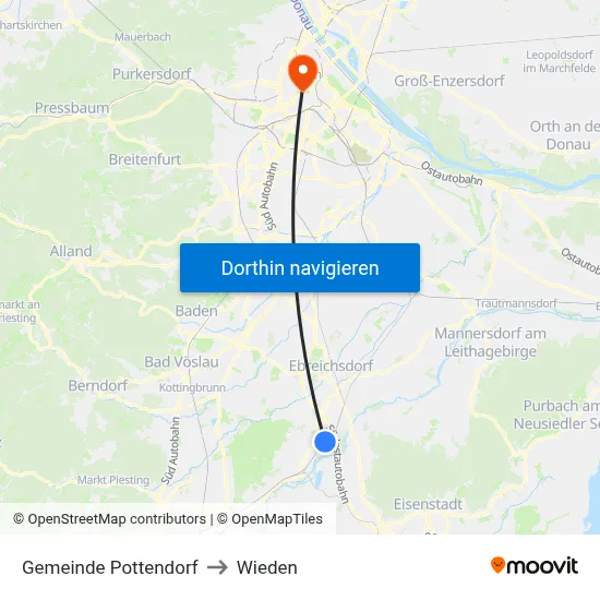 Gemeinde Pottendorf to Wieden map