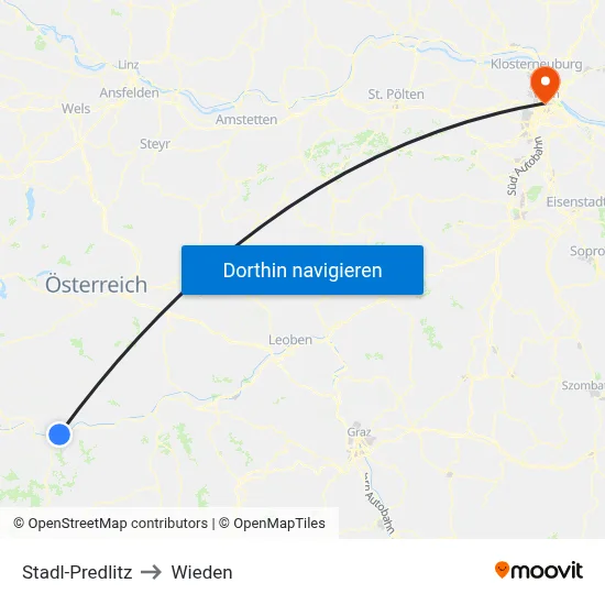 Stadl-Predlitz to Wieden map