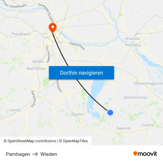 Pamhagen to Wieden map