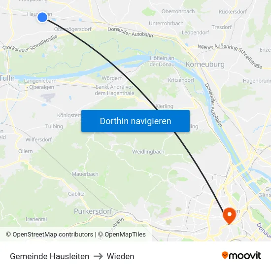 Gemeinde Hausleiten to Wieden map