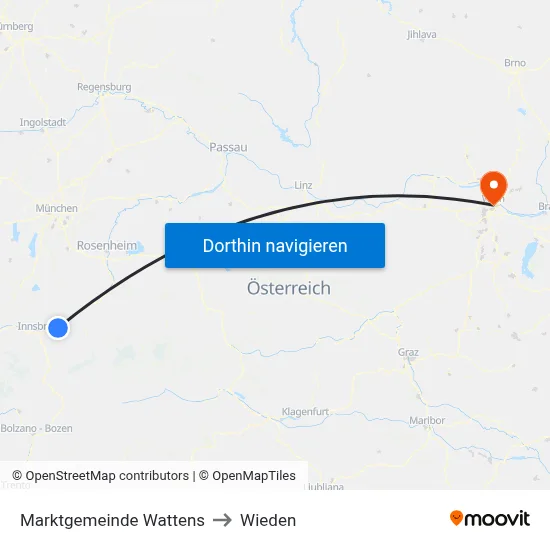 Marktgemeinde Wattens to Wieden map