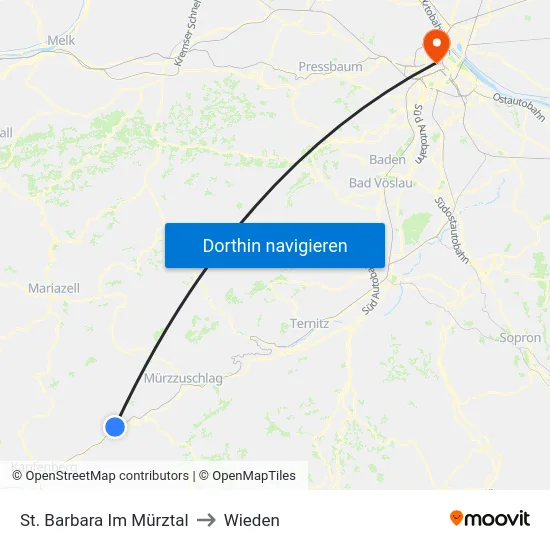 St. Barbara Im Mürztal to Wieden map