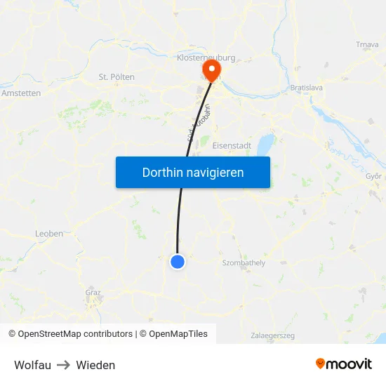 Wolfau to Wieden map