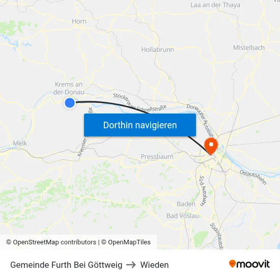 Gemeinde Furth Bei Göttweig to Wieden map