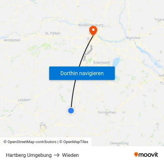 Hartberg Umgebung to Wieden map