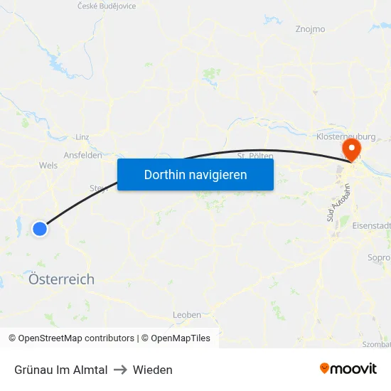 Grünau Im Almtal to Wieden map