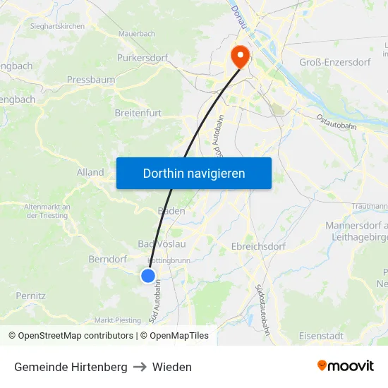 Gemeinde Hirtenberg to Wieden map