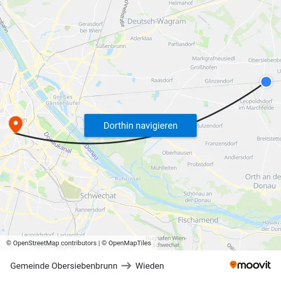 Gemeinde Obersiebenbrunn to Wieden map