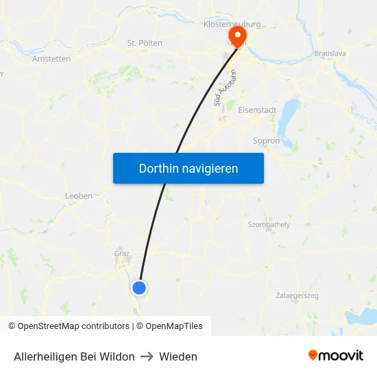 Allerheiligen Bei Wildon to Wieden map